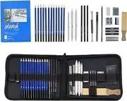 Angel-Bear-35-Pieces-Professional-Drawing-Pencils-and-Sketch-Kit-for-Artist-Blue